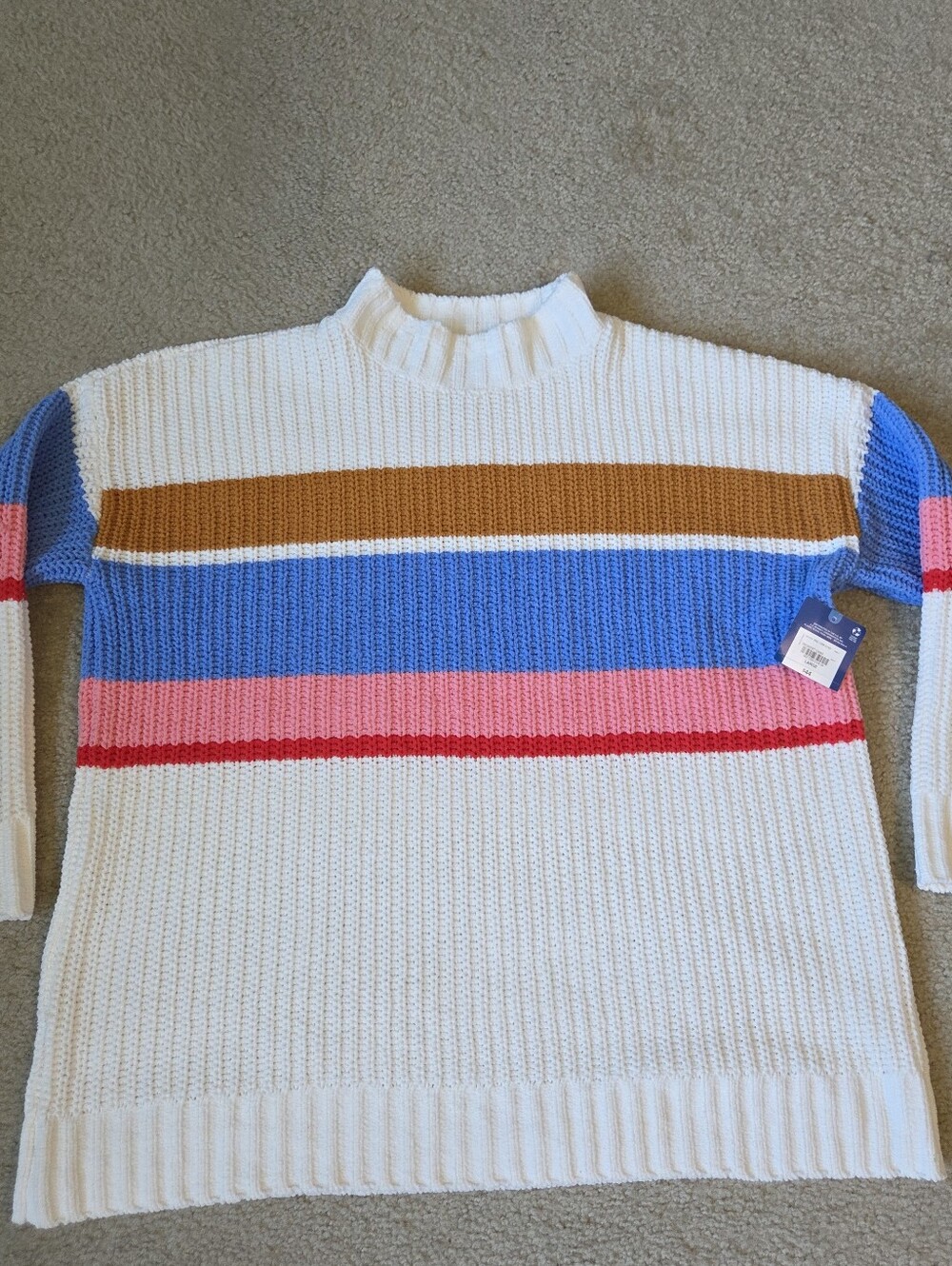 NWT Arizona Jean Co Mockneck Striped Sweater Size L